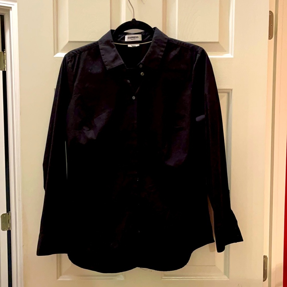 Express Slim Fit Blouse, Black, Size L